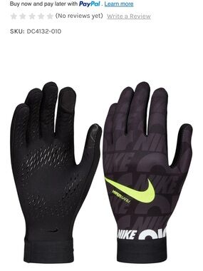 Nike HyperWarm Gloves Boys Size S (8–10) Black Thermal Sports Running